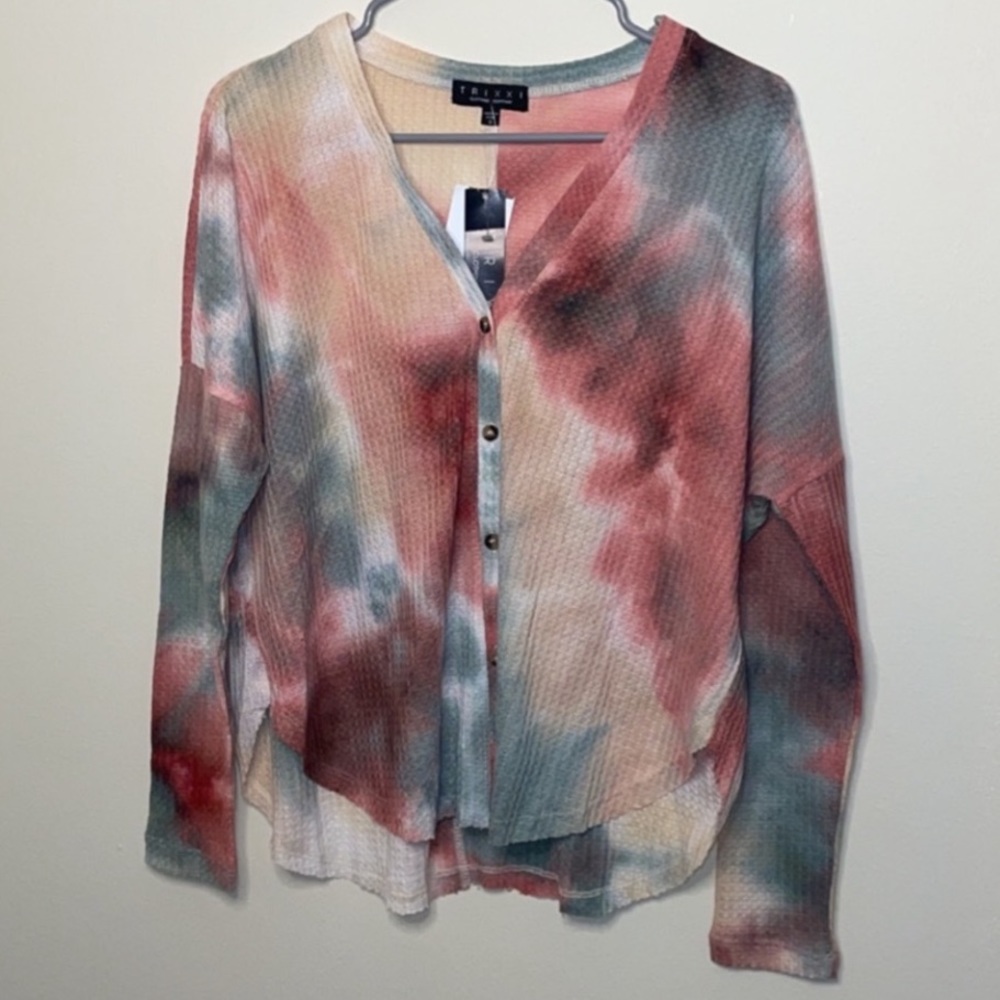 Trixxi Women's Tie Dye Cardigan Sweater NWT